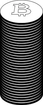 Monochrome Stacked Bitcoin medals 库存插图