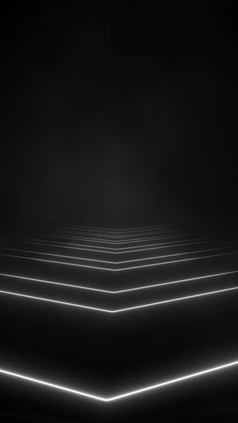 Monochrome stepped pyramid glowing white outlines, dark fog, and sleek geometric Stock Footage 340457421