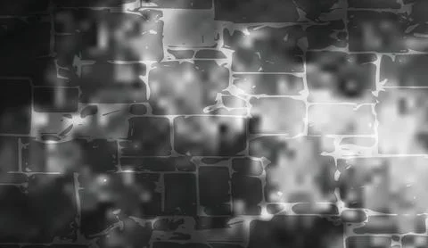Monochrome stone wall background with blurred light effects and dark textured Stock Illustration