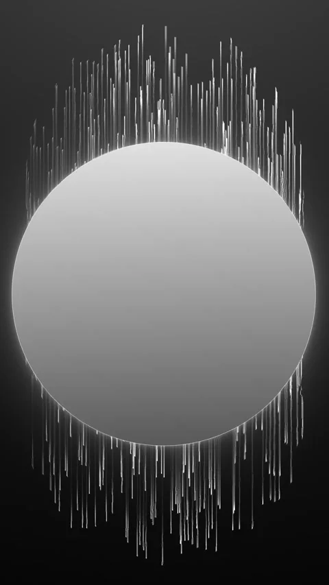 Monochrome tech circle loop with vertical light bars, clean copy space and .. Stock Footage 341116282