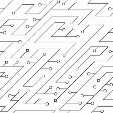 Monochrome tech seamless pattern Stock Illustration