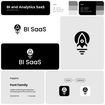 Monochrome template for BI and analytics SaaS branding Illustrazione stock