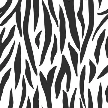 Monochrome tiger skin seamless pattern. Abstract zebra skin, stripes wallpape Stock Illustration