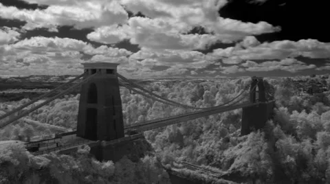 Monochrome timelapse clouds at Clifton Suspension Bridge, Bristol UK. Stock Footage 47013928