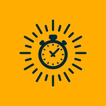 Monochrome timer Icon. Fast delivery, express and urgent shipping, services, Stock Illustration