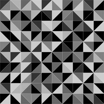 Monochrome triangles seamless pattern. Black and white mosaic Stock Illustration
