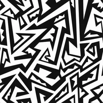 Monochrome tribal geometric seamless pattern Stock Illustration