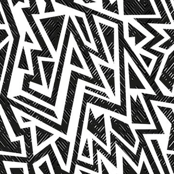 Monochrome tribal geometric seamless pattern Stock Illustration