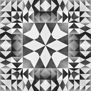 Monochrome Tribal Seamless Pattern. Aztec Style Abstract Geometric Art Print Stock Illustration