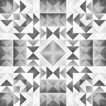 Monochrome Tribal Seamless Pattern. Aztec Style Abstract Geometric Art Print. Stock Illustration