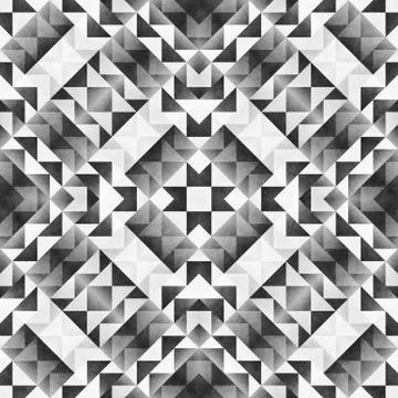 Monochrome Tribal Seamless Pattern. Aztec Style Abstract Geometric Art Print. Stock Illustration
