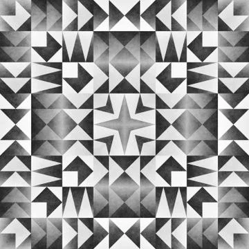 Monochrome Tribal Seamless Pattern. Aztec Style Abstract Geometric Art Print. Stock Illustration