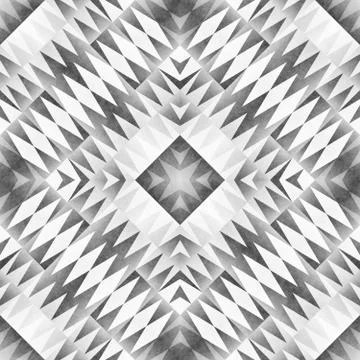 Monochrome Tribal Seamless Pattern. Aztec Style Abstract Geometric Art Print. Illustrazione stock