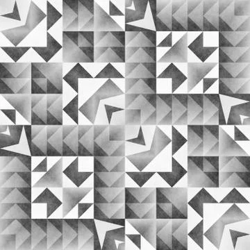 Monochrome Tribal Seamless Pattern. Aztec Style Abstract Geometric Art Print. Stock Illustration