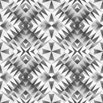 Monochrome Tribal Seamless Pattern. Aztec Style Abstract Geometric Art Print. Stock Illustration