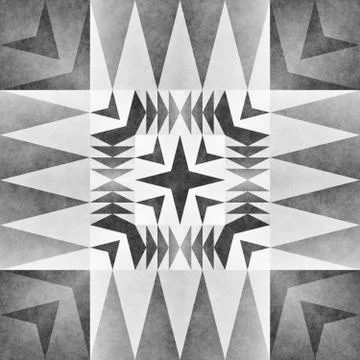 Monochrome Tribal Seamless Pattern. Aztec Style Abstract Geometric Art Print. Illustrazione stock