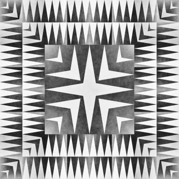Monochrome Tribal Seamless Pattern. Aztec Style Abstract Geometric Art Print. Illustrazione stock