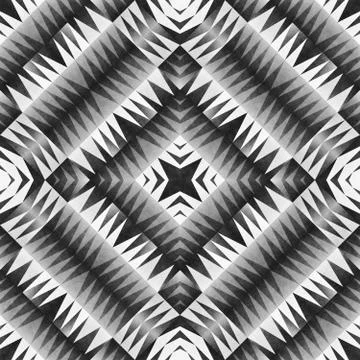Monochrome Tribal Seamless Pattern. Aztec Style Abstract Geometric Art Print. Stock Illustration