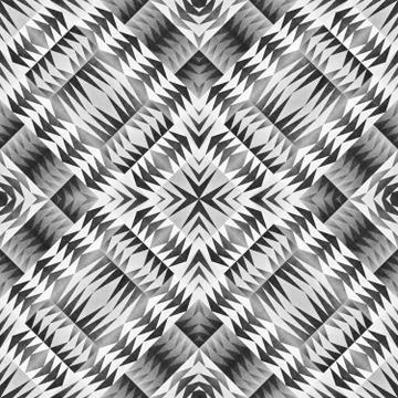 Monochrome Tribal Seamless Pattern. Aztec Style Abstract Geometric Art Print. Stock Illustration