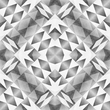 Monochrome Tribal Seamless Pattern. Aztec Style Abstract Geometric Art Print. Stock Illustration