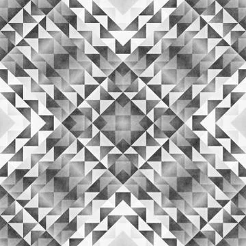 Monochrome Tribal Seamless Pattern. Aztec Style Abstract Geometric Art Print. Illustrazione stock