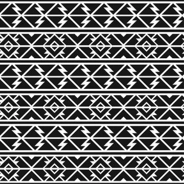 Monochrome tribal seamless pattern Stock Illustration