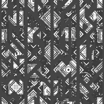 Monochrome tribal seamless pattern Stock Illustration