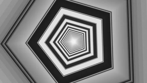 Monochrome Twisting Polygon Passage Seamless Loop Stock Footage 342769965