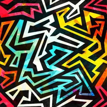 Monochrome urban geometric seamless pattern Stock Illustration