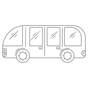 Monochrome vector bus. Vehicles shown from side view. Perfect for children's  Stock Illustration