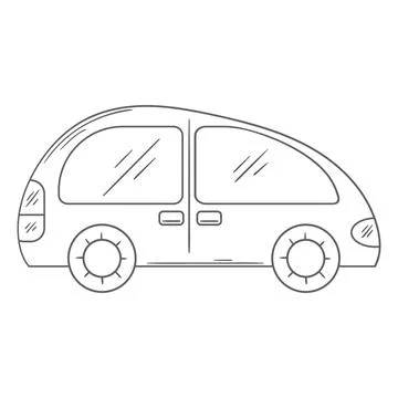Monochrome vector car. Vehicles shown from side view. Perfect for children's  Stock Illustration