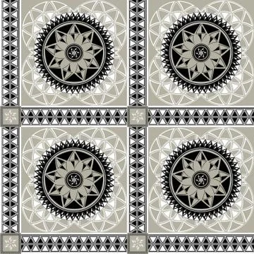 Monochrome vector seamless pattern with abstract Arabic pattern イラスト素材