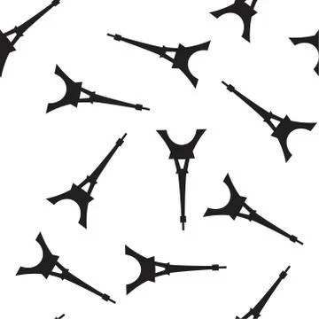 Monochrome vector seamless pattern with eiffel towers. French theme backdrop  Illustrazione stock