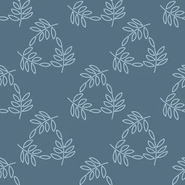 Monochrome Vector Seamless pattern. Hand drawn leaves on twigs . Stock Illustration