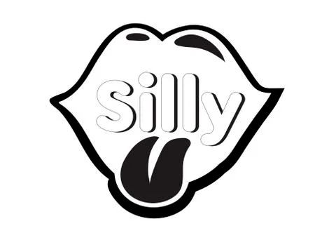 Monochrome vector Silly speech bubble. Black and white emotional icon  Stock Illustration