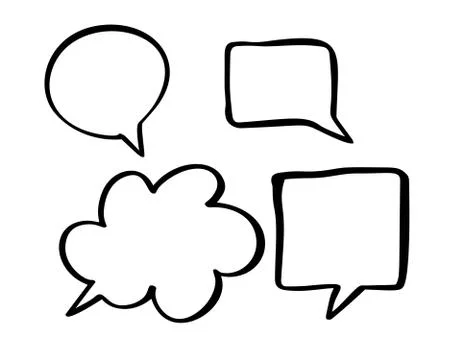 Monochrome vector speech boobles set. Set of hand drawn doodle frames for 스톡 일러스트
