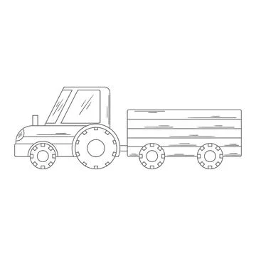 Monochrome vector tractor. Vehicles shown from side view. Perfect for kids de Stock Illustration