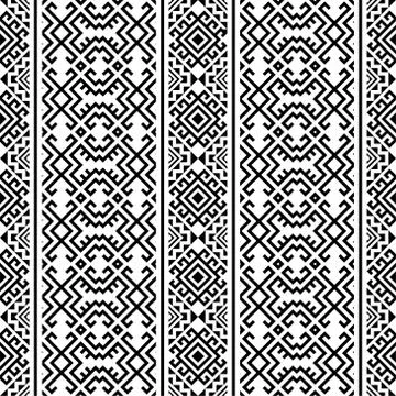 Monochrome Vertical ethnic seamless pattern texture design vector Stock Illustration