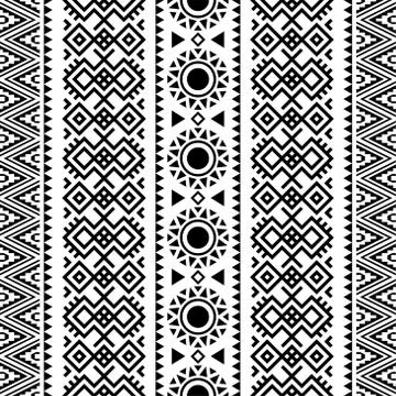 Monochrome vertical seamless ethnic pattern texture background design vector Stock Illustration