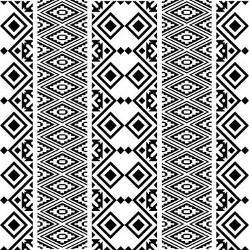 Monochrome vertical seamless ethnic pattern texture background design vector Stock Illustration