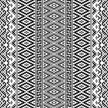 Monochrome vertical seamless ethnic pattern texture background design vector Stock Illustration