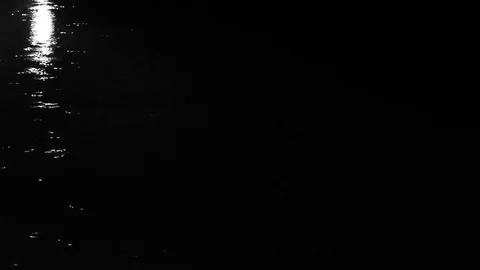 Monochrome Video Background of rain drops falling in dark pool at night Stock Footage 79435189