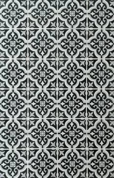 ​Monochrome vintage pattern ceramic floor tiles. Stock Photos