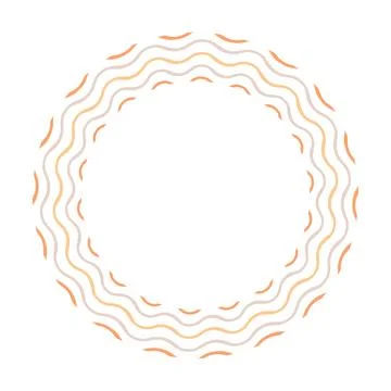 Monochrome Wave Circle Border Vector Illustration Abstract Round Frame Illustrazione stock