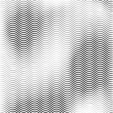 Monochrome wavy texture isolated on white background. Vector illustration Stock Illustration