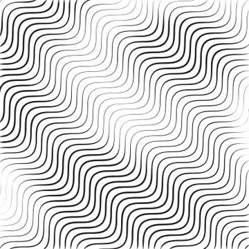 Monochrome wavy texture isolated on white background. Stripe wavy lines. Vect Stock Illustration