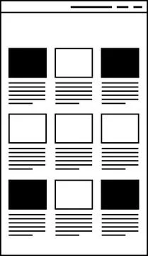 Monochrome Website screen for smartphone Stock Illustration