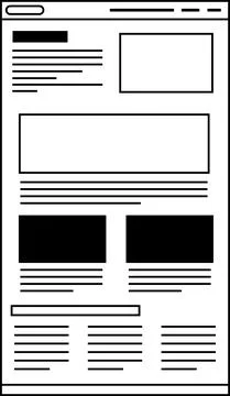 Monochrome Website screen for smartphone 스톡 일러스트