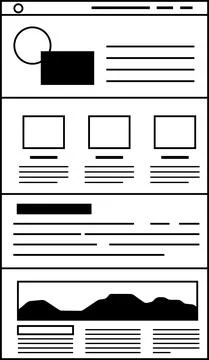 Monochrome Website screen for smartphone Stockillustratie
