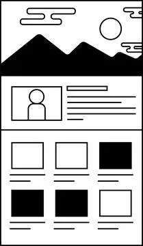 Monochrome Website screen for smartphone Stock Illustration